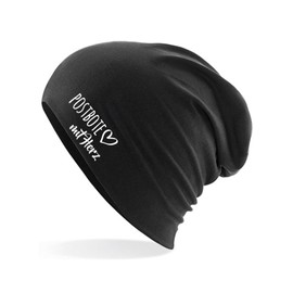 HUURAA Beanie Postman with Heart Unisex Hat with Motif for the Greatest People Gift Idea for Friends and Family, black