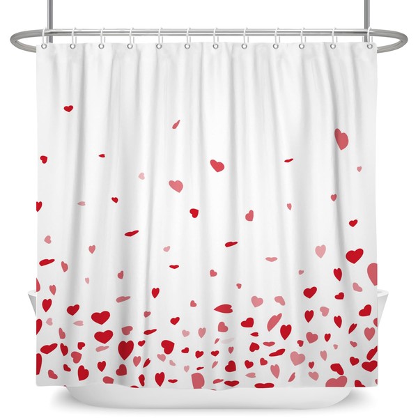 Leowefowa 72x72 Inch Valentines Day Shower Curtain Falling Red Heart