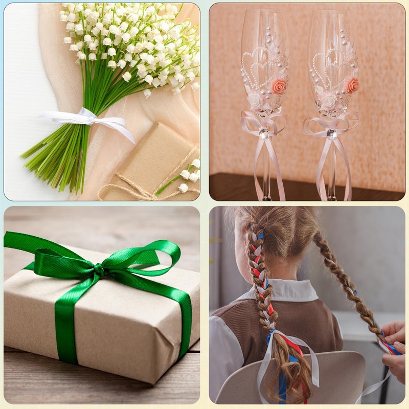 GENHH 24 Rolls Satin Ribbon Ribbons 22.8 m x 6