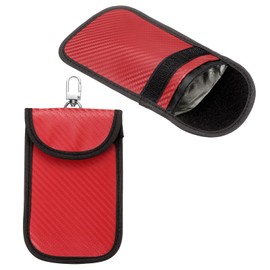 HARFINGTON 2 Pack Faraday Pouch for Car Keys, Faraday Bag RFID Fob Key Protector Signal Blocking Anti-Theft Case Security Cage Block Red