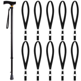 Rtteri 10 Pieces Walking Canes Wrist Straps Cane Accessories Stretchable Elastic Wrist Straps for Walking or Stick, Black