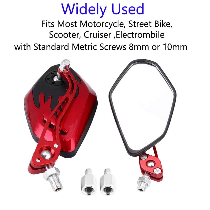 ESUPPORT Red Motorcycle Motorbike 8mm 10mm Rearview Side Mirror ATV