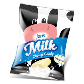 Jans Milk Chewy Candy Original Milk Flavor | Chewy and Non-Sticky Candy | Cholesterol-Free | Fat-Free | Low-Calories | Irresistible Treat for Kids and Adults (Pack of 20)