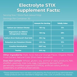 MYOXCIENCE Electrolyte STIX | Creatine Electrolyte Powder | Recovery from Exercise & Muscle Development w/Real Salt (Natural Orange Flavor) (Stix 30 ct)
