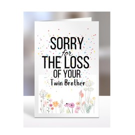 Sorry for your loss Twin Brother card gifts, men, women, presents for Christmas, female, male, I am, I'm, so, Sympathy, Bereavement, Condolence, Funeral, A5-180_215