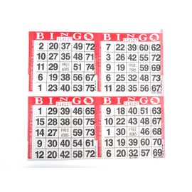 SmallToys 4 on Red Bingo Paper Game Cards - 750 Sheets - 8 Inch Square Size Disposable Sheet - Made in USA