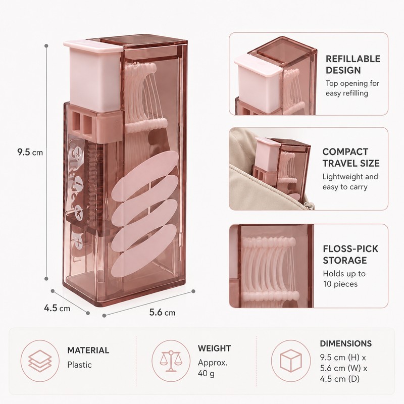 Portable Floss Dispenser for Daily Oral Care – Refillable Press-to-Eject