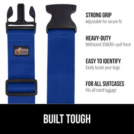 Gorilla Grip Heavy Duty 8 Pack Adjustable Luggage Straps for Suitcases, Easy to Identify Travel Belt Connector Holds Suitcase Together, Extends Life of Bag, Strap Connects Two Bags, Accessories Blue