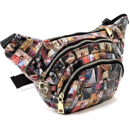 Glossy Magazine Cover Collage Michelle Obama and Barack Obama Fanny Pack Belt Bag Waist Pack Obama Purse (5-Multi)
