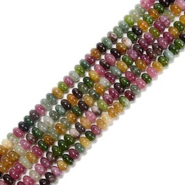 JM Design Multi Color Tourmaline Color Dyed Jade Smooth Rondelle Beads 5x8mm 15.5'' Strand for Jewelry Making