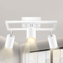 BoostArea Track Lighting Fixtures Ceiling, 3 Way Track Lighting Kit, LED Track Lighting with Rotatable Light Heads, Modern Ceiling Spot Lighting for Kitchen/Bedroom/Living Room, GU10 Bulb Not Included