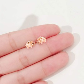 TANGPOET Elephant Earrings 925 Sterling Silver Rose Gold Small Elephants Stud Earrings Cute Animal Earring Birthday Jewellery Gifts for Girls Kids Children