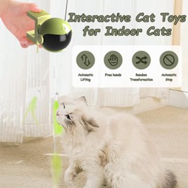ZALBYUY Interactive Cat Toys for Indoor Cats, Hanging Automatic Kitten Feather Toys Retractable Rope, Cat Toys for Bored Indoor Adult Cats with Feather & Fluff Ball & Tassel