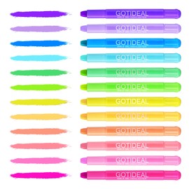 GOTIDEAL Bible Highlighters, 12 Pack Assorted Colors Gel Highlighters Pens Set, Wax Bible Markers for Study Journaling School Book Supplies