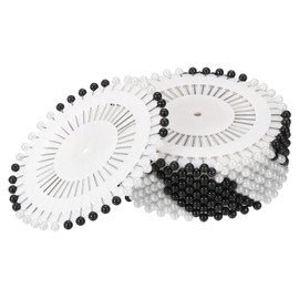 PATIKIL Pearl Head Sewing Pins, 24 Set Straight Corsage Decorative Round Pin for Sewing Dressmaking Supplies, Black White