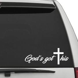 God's Got This Sticker Vinyl Decal Christian Religous Sticker for Car Truck Window Bumper Laptop (White)