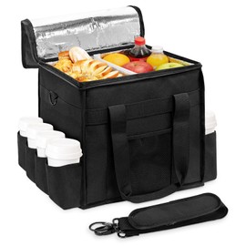 amzoya Insulated Food Delivery Bag with 8 Cup Holder,removable partition plateThermal Cold/Hot Separation，for Beverages, Parties, Grocery, Food Transport Hot &Cooler Bags