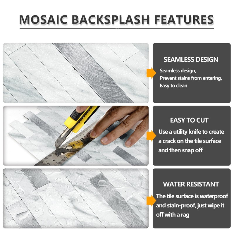 STICKGOO 20 Sheets Peel and Stick Backsplash Tile, Stick on