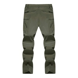 TACVASEN Light Weight Work Pants for Men Hiking Pants Men Waterproof Rain Pant with 8 Pockets Tactical Cargo Trousers for Outdoor Hunting Green 34
