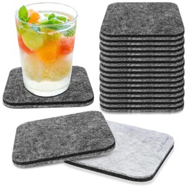 A&A Wonders Absorbent Premium Felt Coasters Set of 18 for Drink, Absorbent Felt Protects Furniture, Table, Anti Slip, Suitable for Drinks & All Table Types (Light Gray/Dark Gray, Square 18 Pack)