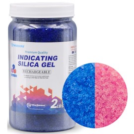 Wisesorb 2 LBS Blue to Pink Indicating Silica Gel Beads, Reusable Silica Gel Desiccant Dehumidifier