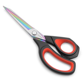 JARVISTAR 24 cm professional fabric scissors: soft grip scissors for fabric, textile scissors, sharp titanium coating, stainless steel blade, for cutting, clothing, leather, jeans, sewing