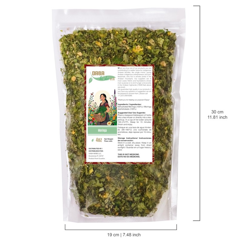 Moringa Leaf (Hoja de Moringa) 4 oz, (115 gr). Dehydrated