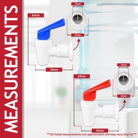 SPARES2GO Universal Water Dispenser Tap Spigot Cooler Bottle Lever Faucet Spout Kit (Blue + Red, 15mm Internal Thread)