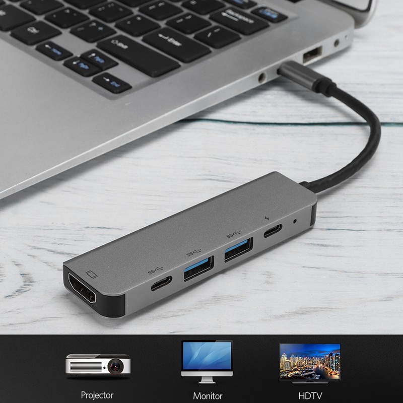 5in1 USBC to TypeC 3 USB 3.0 Hub HDMI Ethernet