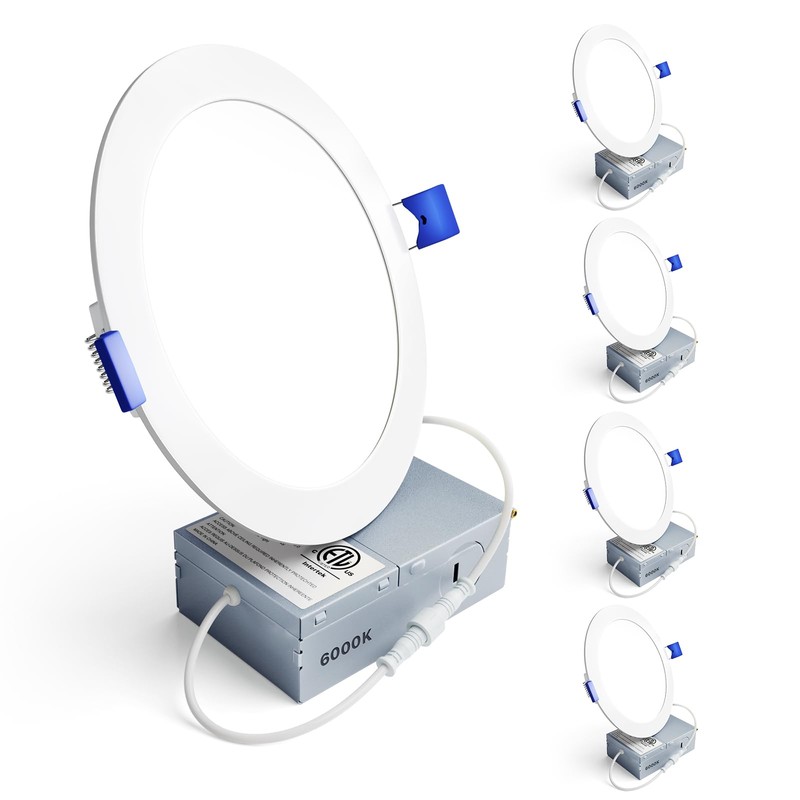 Ensenior 4 Pack 6 Inch LED Recessed Light, Dimmable, 6000K