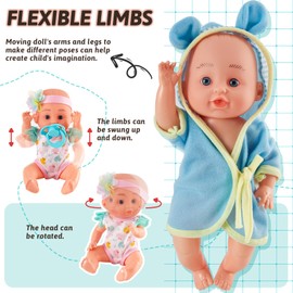 LINFUN KIDS Baby Doll Accessories Toys, 2 IN 1 Baby Doll Bath Play Set and Feeding Kit, Dress Up Doll Game Gift for Girls Boys Toddler 3 4 5 Years Old