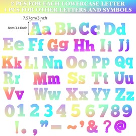 Capoda 98 Pcs Magnetic Letters Punctuation Kit 3 Inch Alphabet ABC Magnet Classroom Magnetic Numbers Fridge Magnetic Letter for Classroom Educational Preschool Learning Spelling Counting(Holographic)