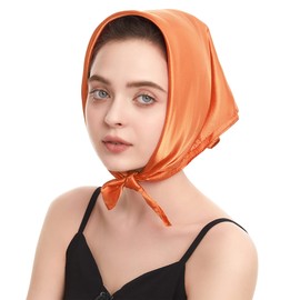 Zando Silk Head Scarf Wrap Neck Scarf Women Silk Feeling Scarf Orange