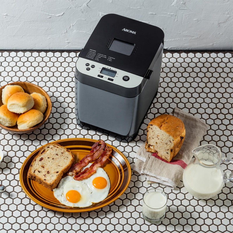 AROMA® 1.5lbs. Digital Bread Maker with Crust Customization, Clear-View Lid,