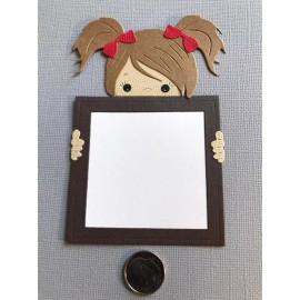 HANDMADE Paper  Die Cut 1Girl w/ Frame    / Card Embellishment