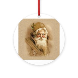 CafePress Old World Santa Round 4" MDF Holiday Ornament