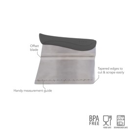 Tovolo Bench Scraper With Measurement Guide, Dough Divider With Offset Blade, Pastry Scraper With Ruler, Ergonomic Baking Tool, Dishwasher-Safe & BPA-Free, Charcoal