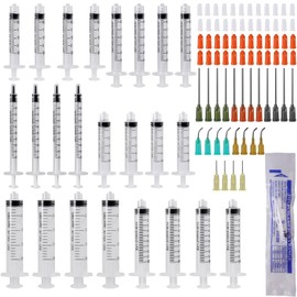 VINEST Syringe Set of 24 Syringes 20/10/5/3/2/1 ml, Syringe with Blunt Needles 14/15/16/17/18/20 g, Syrings with Syringe Cap of Pet Feeding, Scientific Laboratories, Plant Watering
