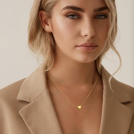 LOLIAS Heart Necklace Women's 925 Silver Chain Heart for Women Girls Cute CZ Heart Open Heart Pendant Silver Gold Rose Gold Heart Chain Necklace Jewellery Gift Adjustable 17 Inches / 43 cm Chain, Gold