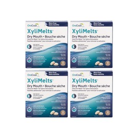 OraCoat XyliMelts - Dry Mouth Product made with Xylitol - Stimulates Saliva Production Naturally - Mint Free - Value Pack of 4 x 40-Count Boxes - Sticky Time-Release Xylitol Lozenges - Canadian Version