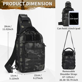 HUNTVP Sling Bag Backpack Chest Bag Tactical Shoulder Bag Molle Backpack Military Pack Handbag Multi-functional Crossbody for Hiking Cycling Traveling Riding Outdoor Sports (Camo)