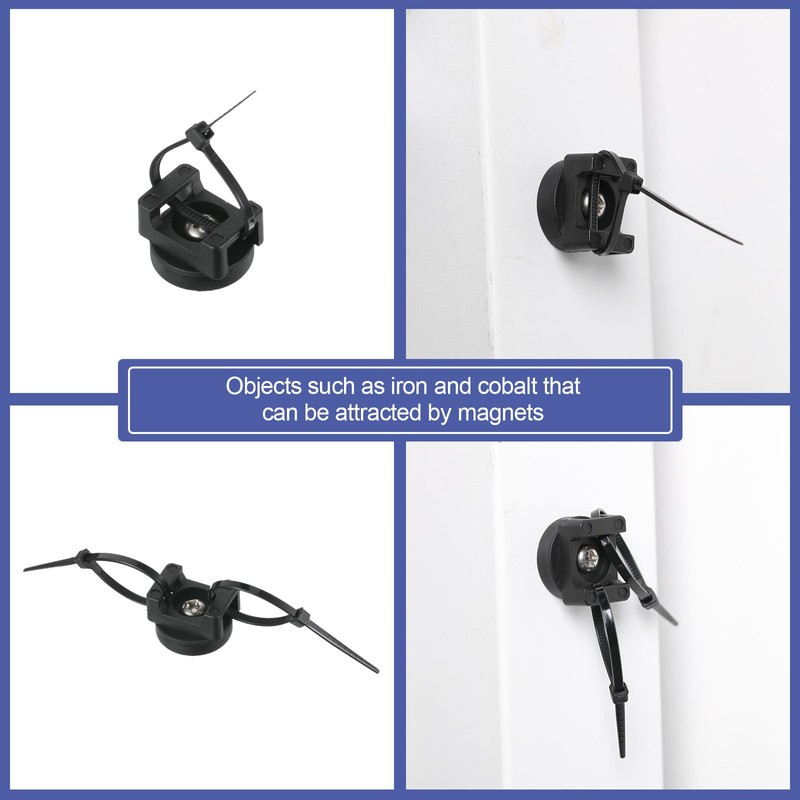 Yookeer 12 Pcs Magnetic Zip Tie Mount Base Black Magnetic