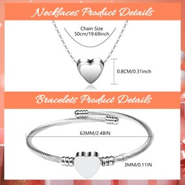 TUZELIYA Birthday Gift for Women Girls - Silver Heart Pendant Necklaces Lucky Number Bracelets Lady Birthday Graduation Mother's Day Valentine's Day Christmas Jewellery Gifts for Her Age 16