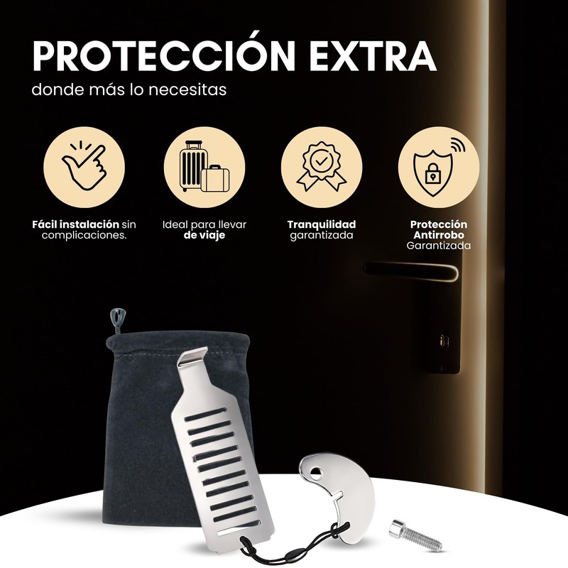40g Stainless Steel Portable Door Lock Without Holes Internal Latch