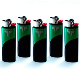 Kasher Classic Multi-Tool Lighter Case with Lighter - Lightweight, Durable Construction,Portable - Stainless Steel Accessory with Versatile Usage as Cutter for Opening Packages - Pack of 5 (Green)