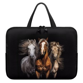 Dolyues Horse Laptop Briefcase with Top Handle Handbag for 10-17 Inches Laptop Water-Repellent Fabric Computer Bag with Zipper for Men Gift Black