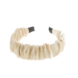 Velvet Gathered Rouched Knot Twist Twisted Turban Extra Wide Thick Fashion Formal Evening Boho Vintage Headband Alice Band Women Hair Hairband Christmas Birthday Wedding Guest Bridesmaid (Cream)