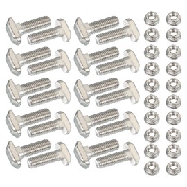 PATIKIL M8 x 23 mm T-Slot Bolts, 20 Sets Drop-in Bolt Hammer Head with Hexagon Flange Nuts T-Bolt Stud Sliding Screw for 40 Series Aluminum Extrusion Profile, Silver
