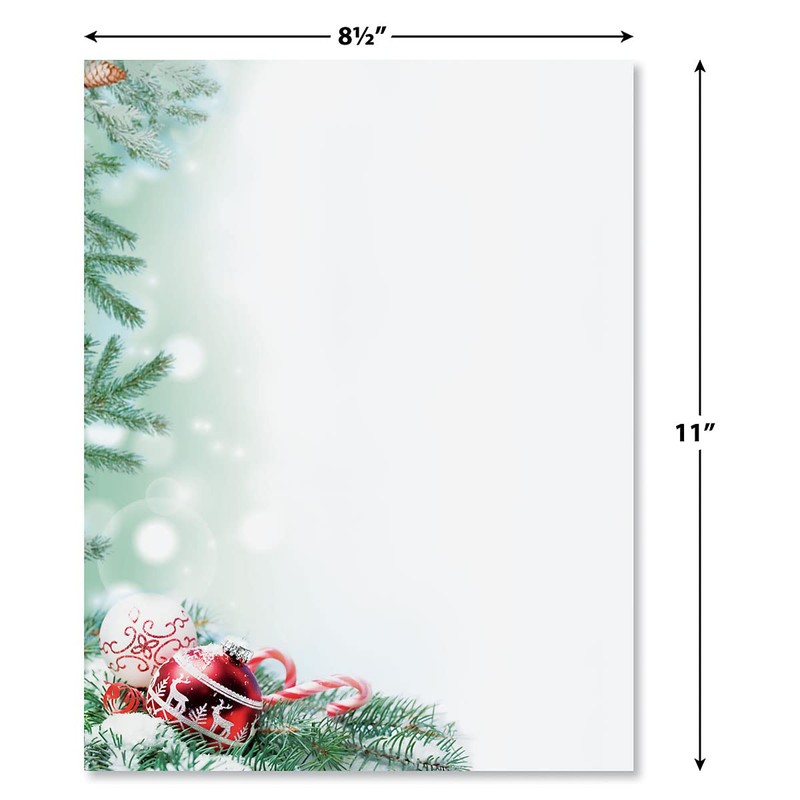 Crystal Pine Christmas Stationery - Holiday Letters, Printer Paper, 25