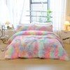 chovy Kids Girls Faux Fur Rainbow Comforter Sets Queen -